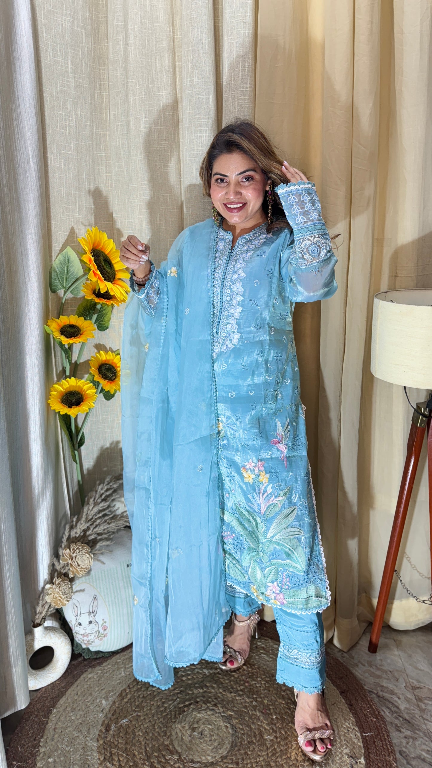 Sky Blue Pakistani-style suit set