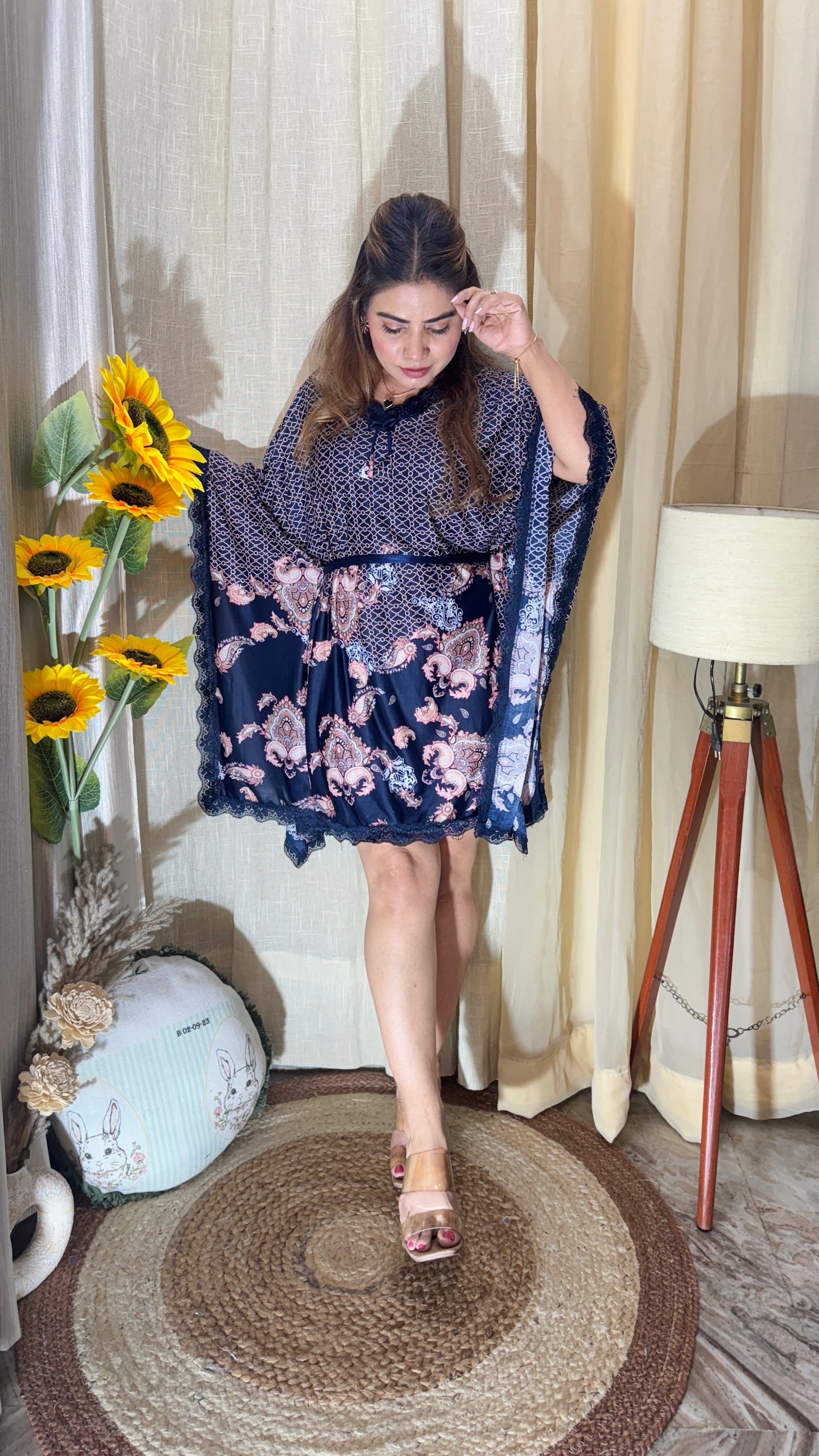 Midnight Bloom 3pc Kaftan Dress