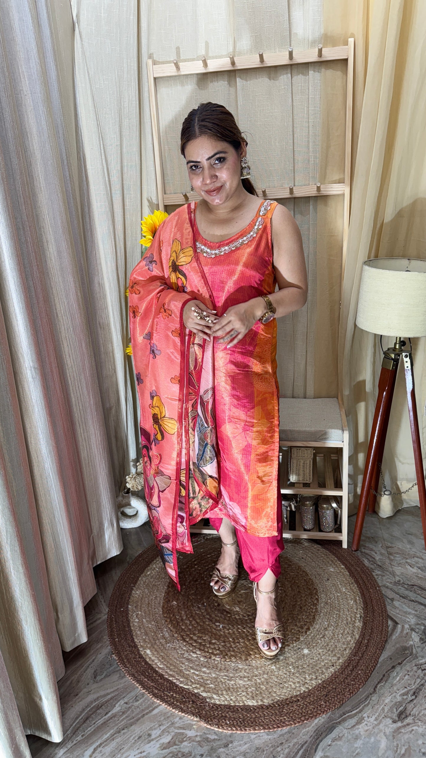 Coral Bloom Floral Printed Suit Set