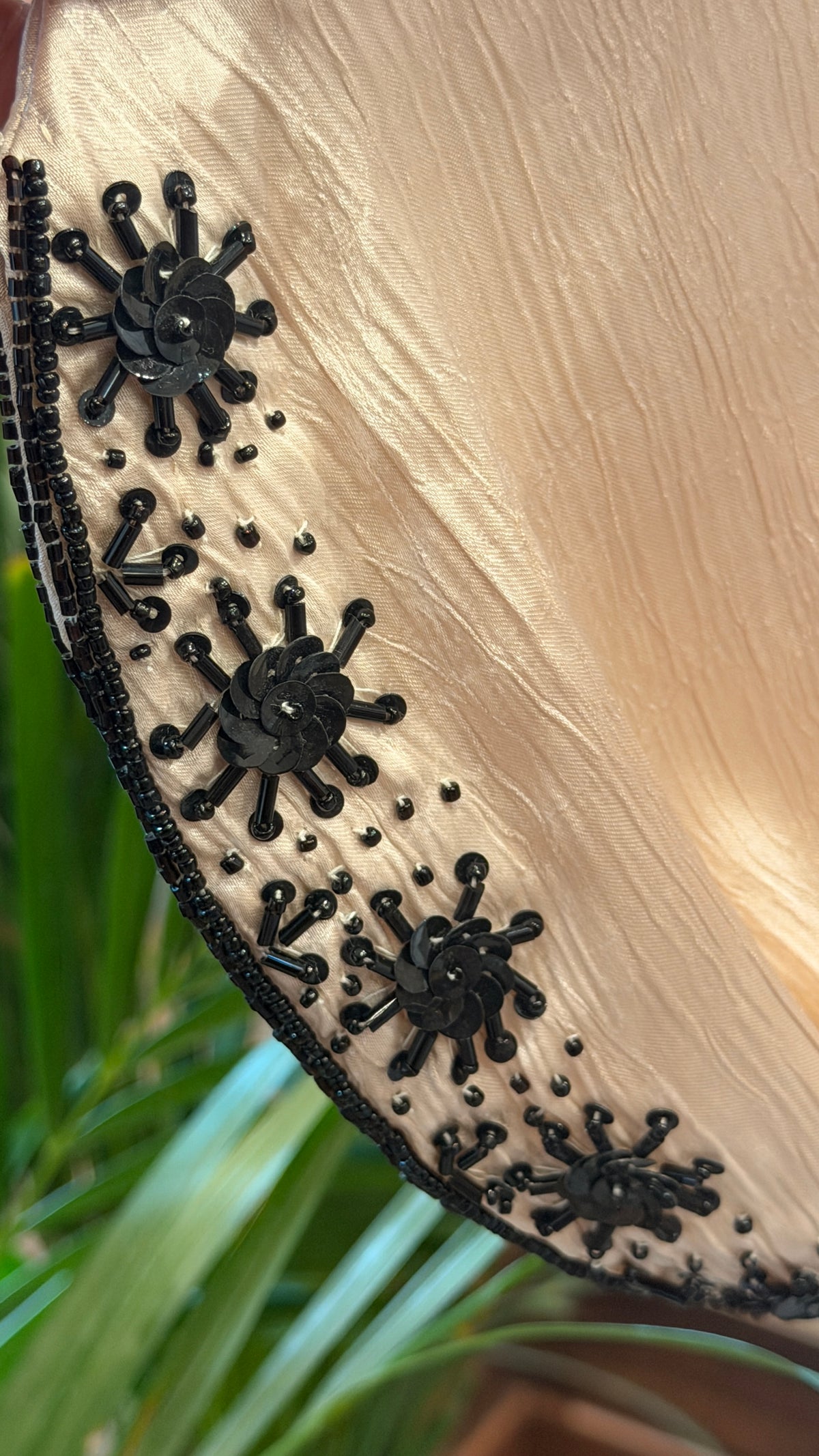 Satin Kaftan with Black Embroidery