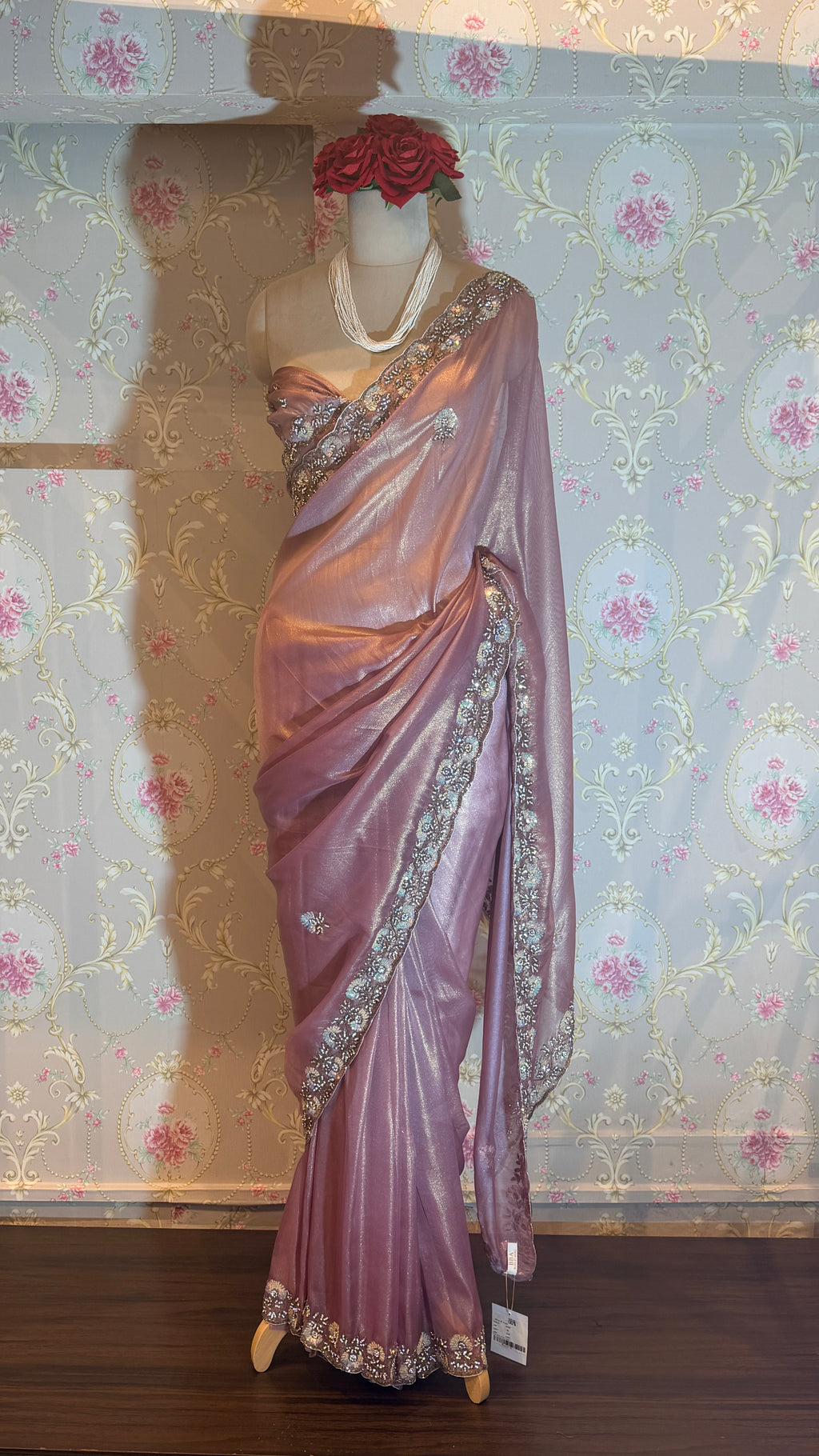 TISSUE ORGANZA EMBROIDERED SAREE