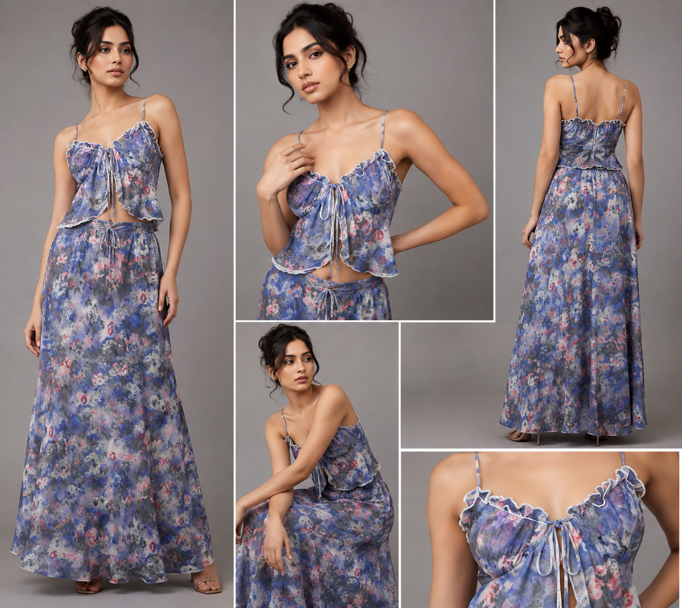 Blue Blossom Power Net Nightwear Set