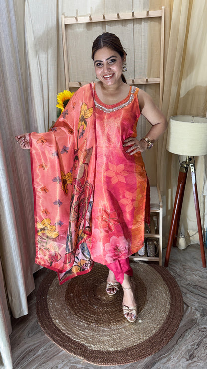 Coral Bloom Floral Printed Suit Set