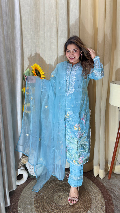 Sky Blue Pakistani-style suit set