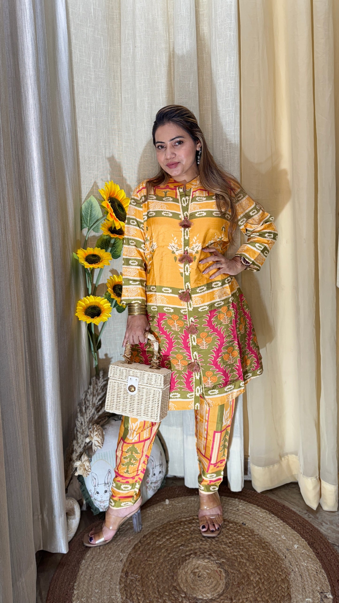 Mustard Bloom  co-ord kurta and pant set