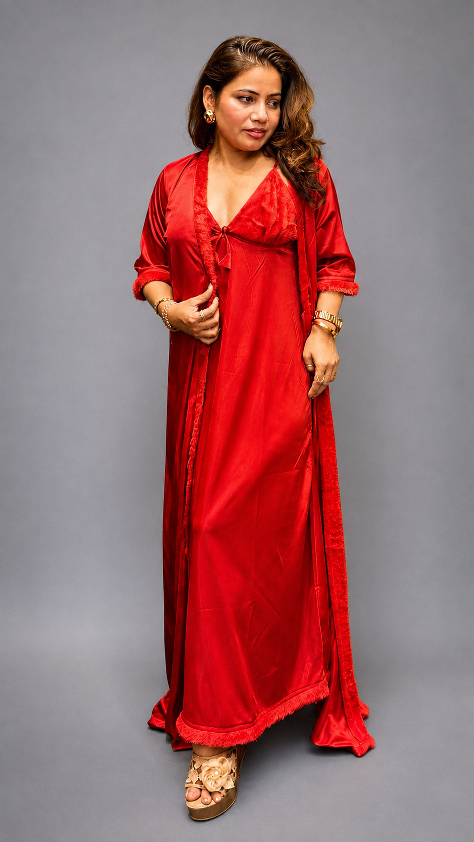 Red Luxury Satin Nighty