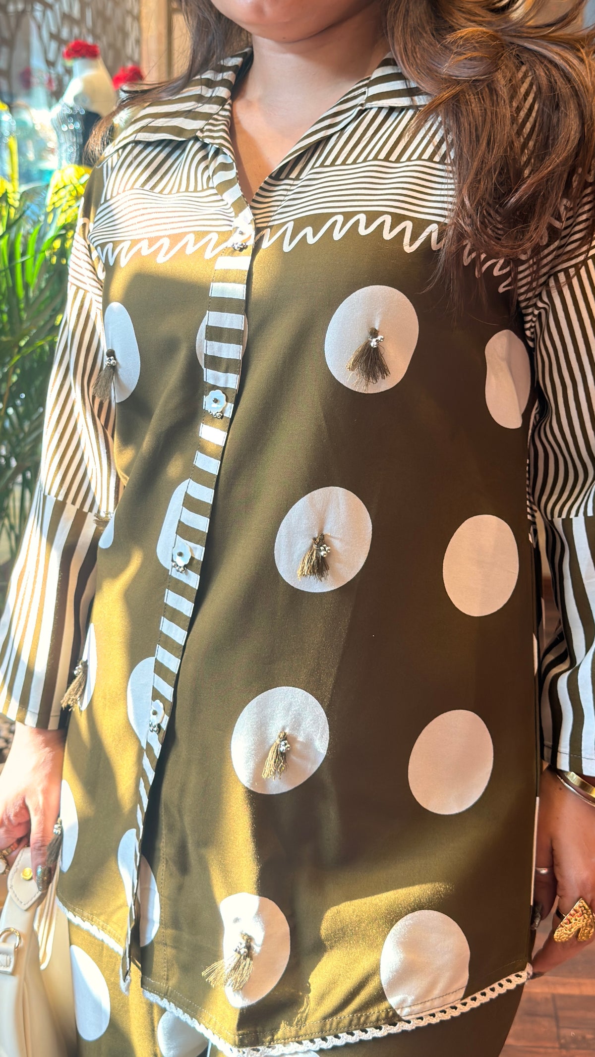 Olive Green Printed Co-Ord Set