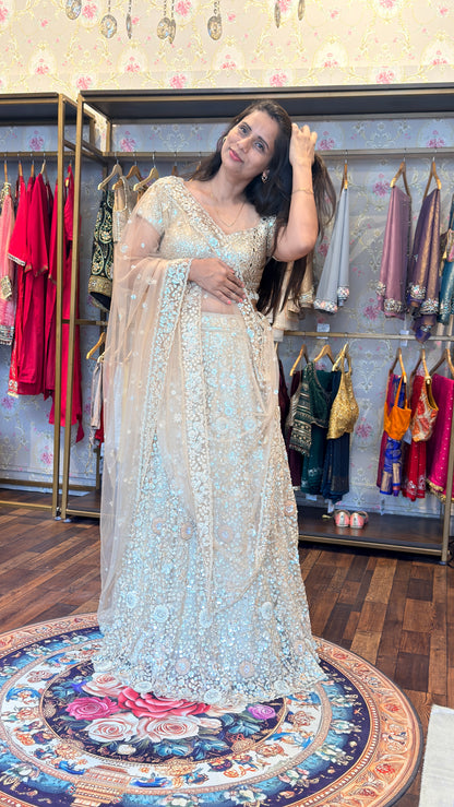 Champagne Bloom Couture Lehenga Set