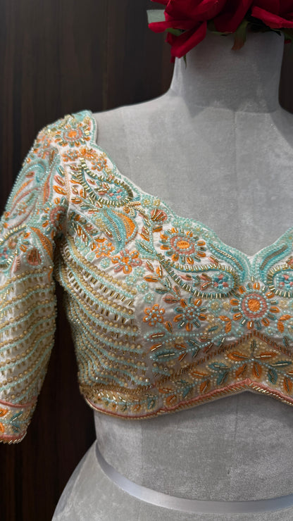 Gulnaar Pastel Embroidered Blouse