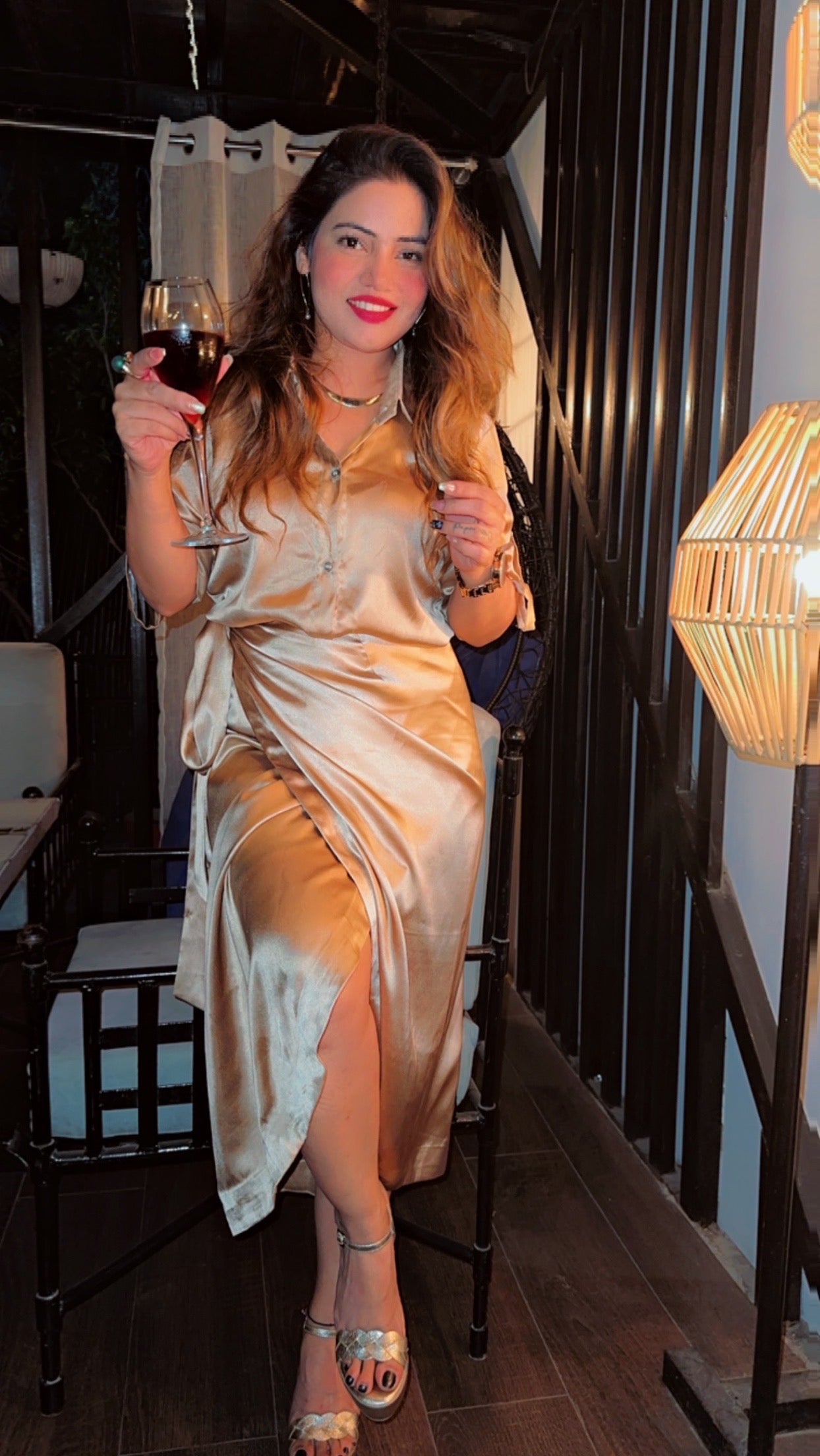 Satin wrap around skirt With shirt
