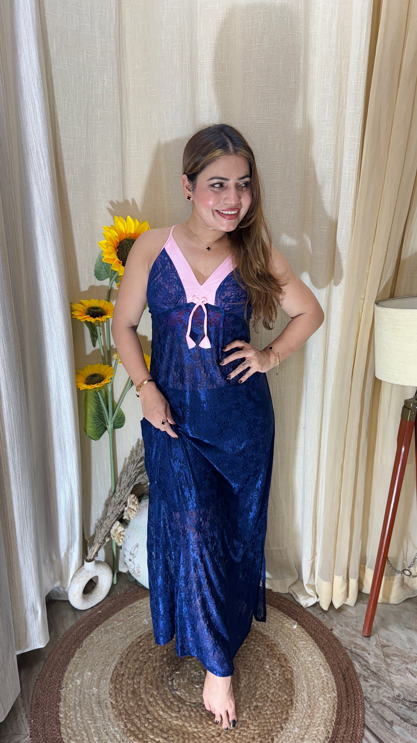 2pc Satin Lace Nighty Set