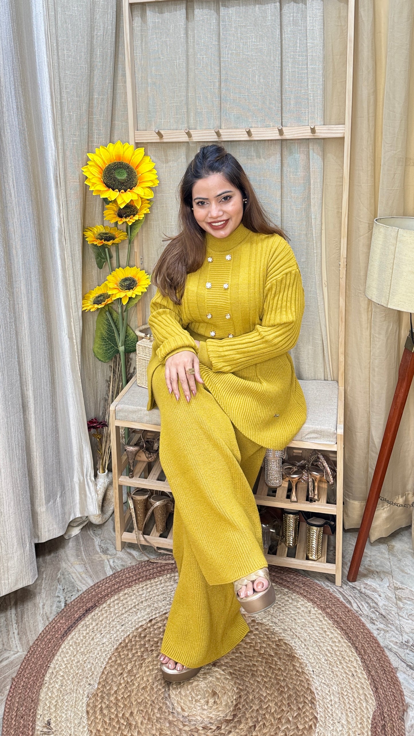 Women’s Premium Woolen Co-ord Set – (Mustard)