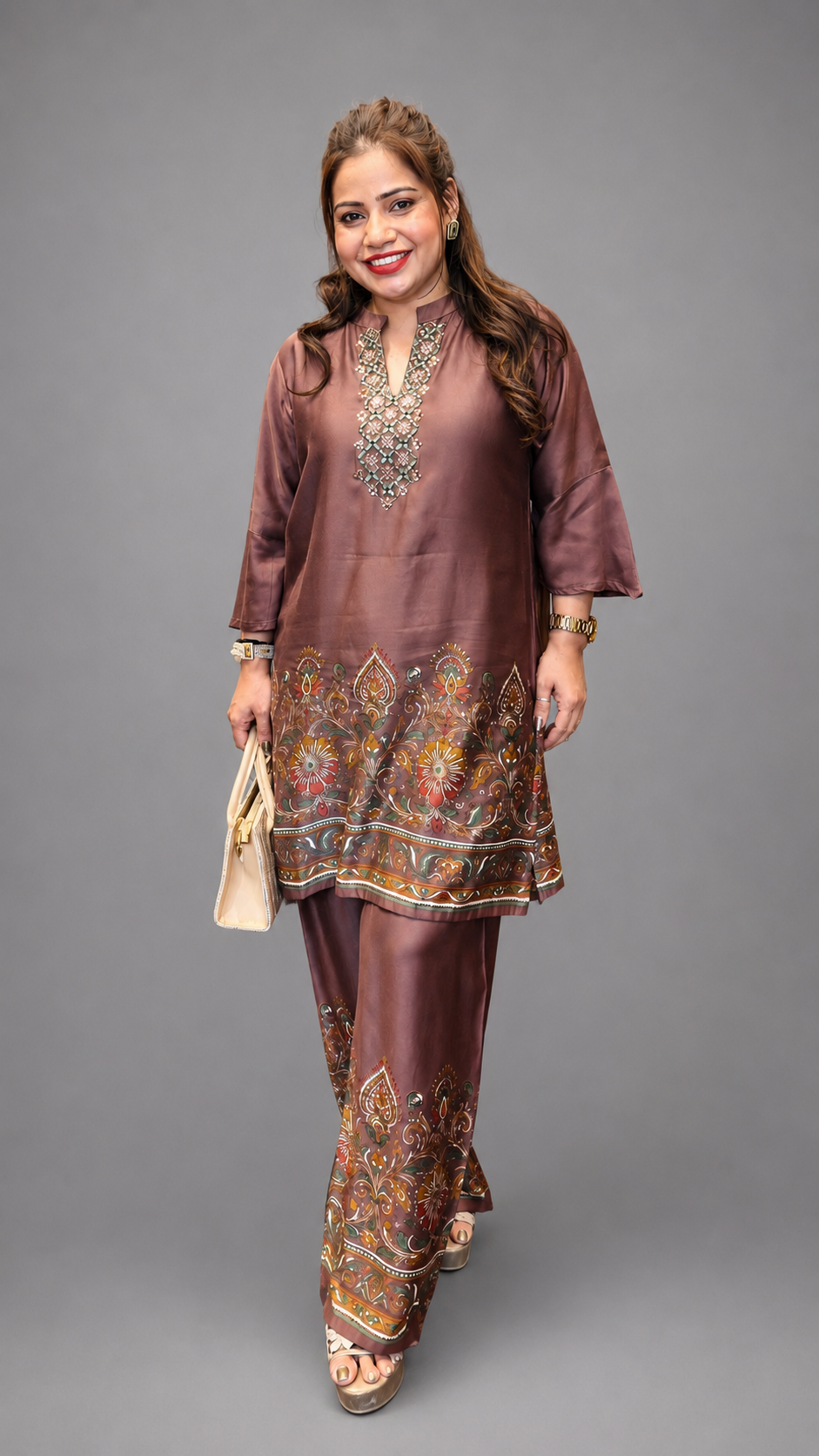 Co-ord Set with Embroidered Neckline