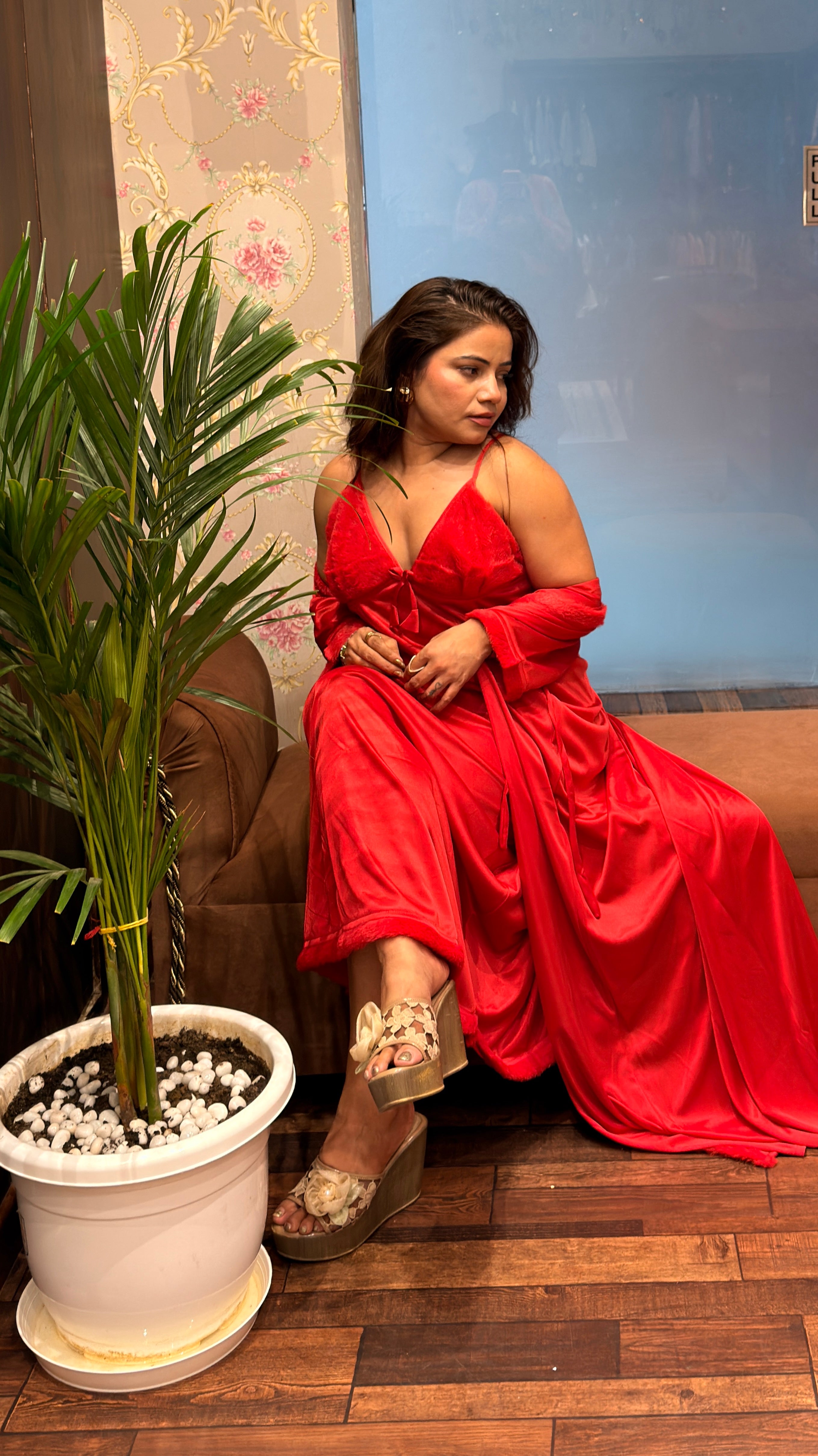 Red Luxury Satin Nighty