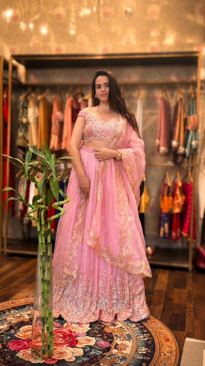 Embroidered Lehenga Set with Dupatta