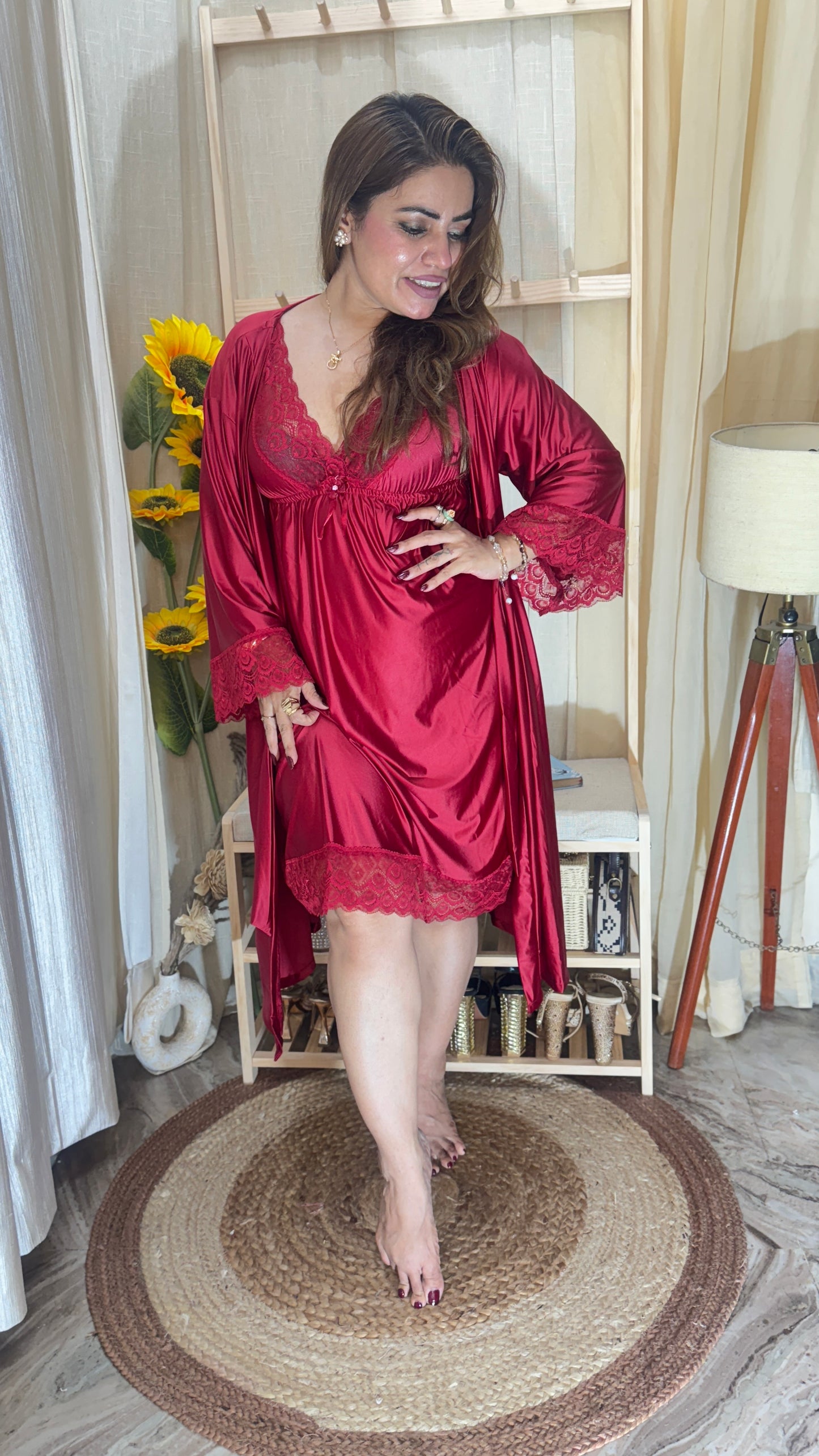 2-piece satin nighty set
