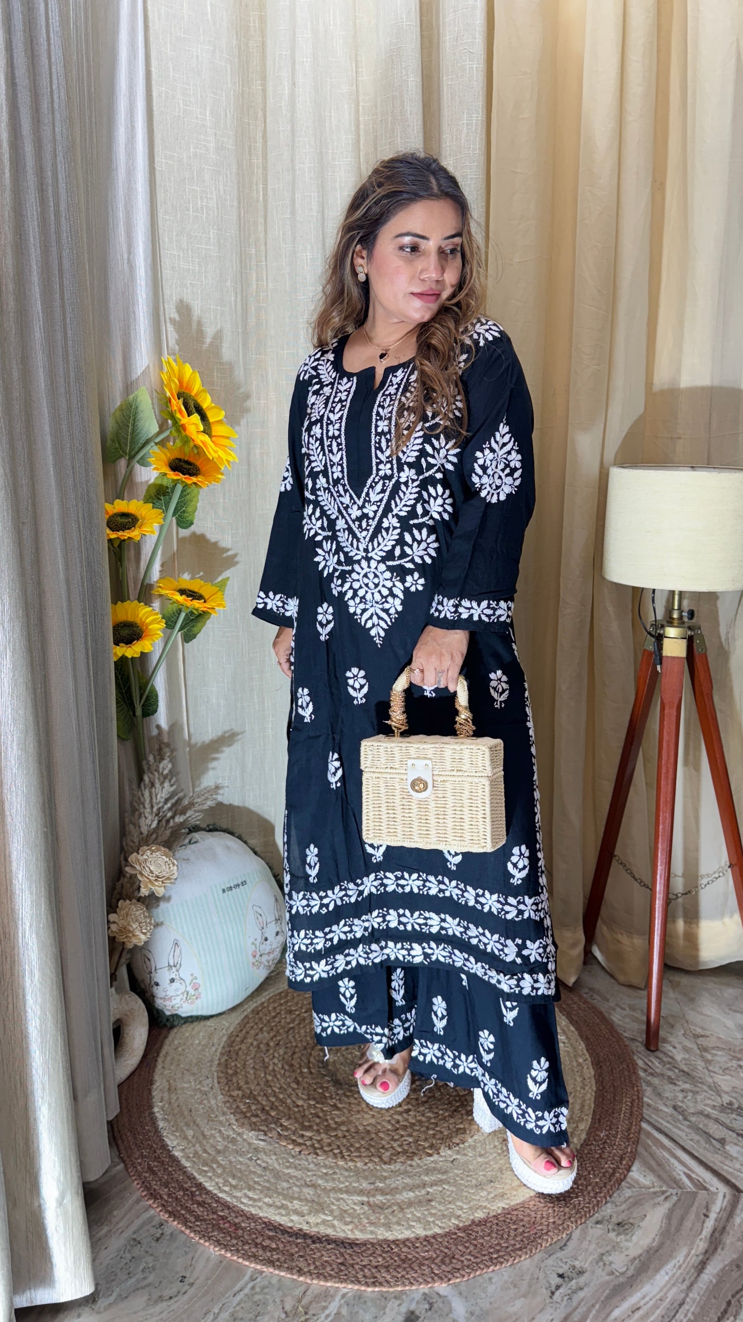 Cotton kurta set with chikankari