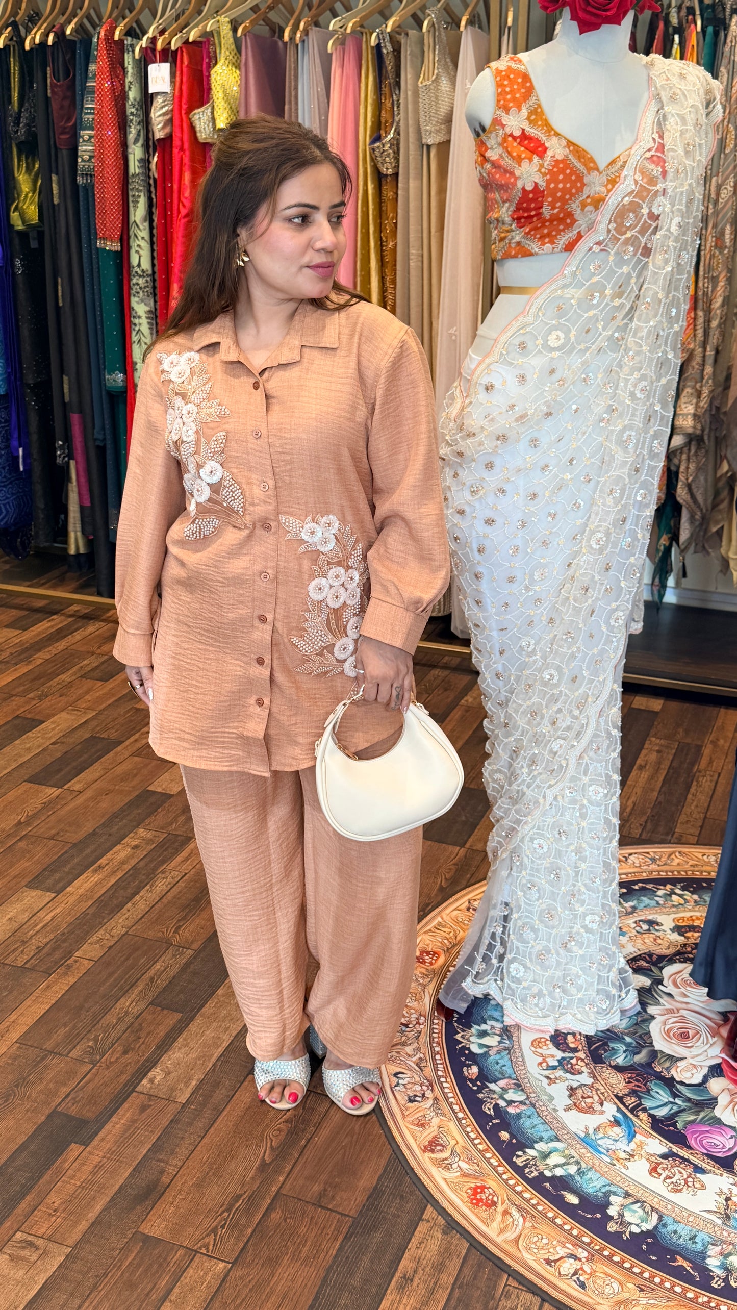 Linen Embroidered Co-Ord Set for Women | Premium Shirt & Pant Set | Bling by Anjali