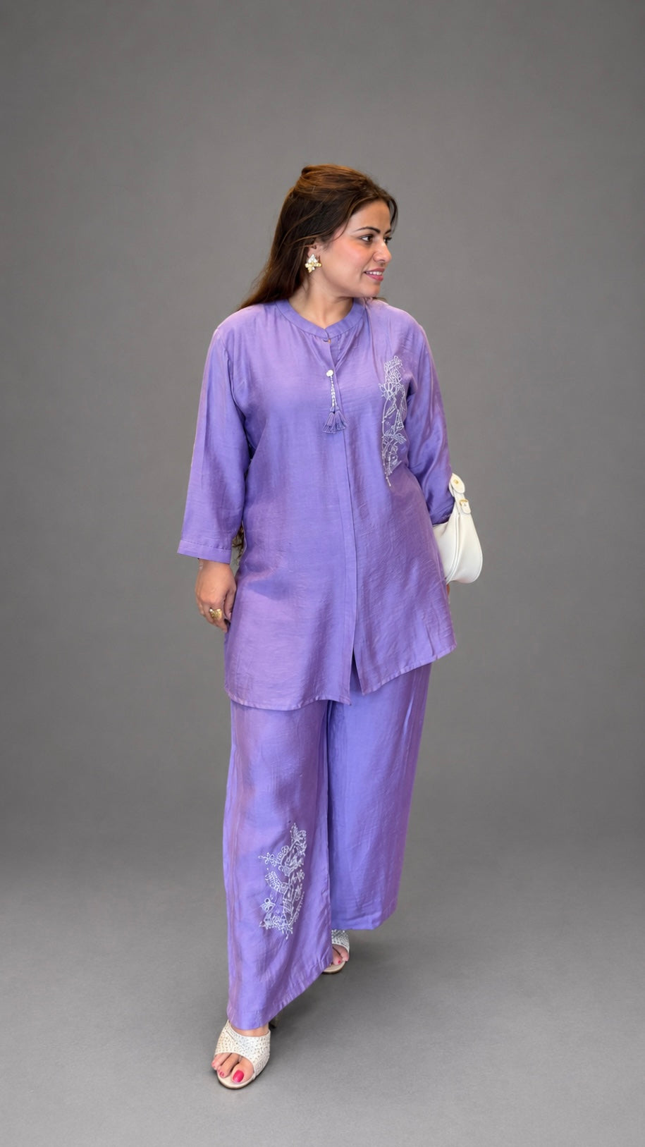 Lavender Embroidered Co-Ord Set | Soft Luxe Edit