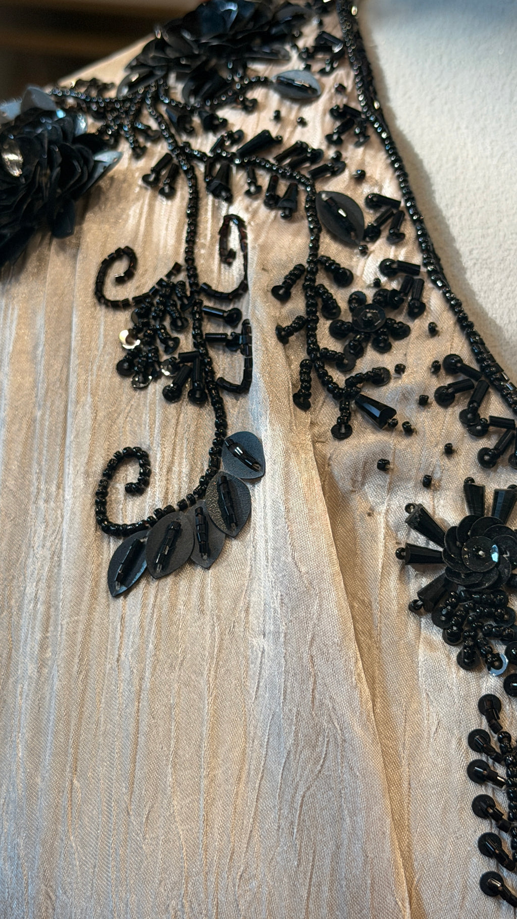 Satin Kaftan with Black Embroidery