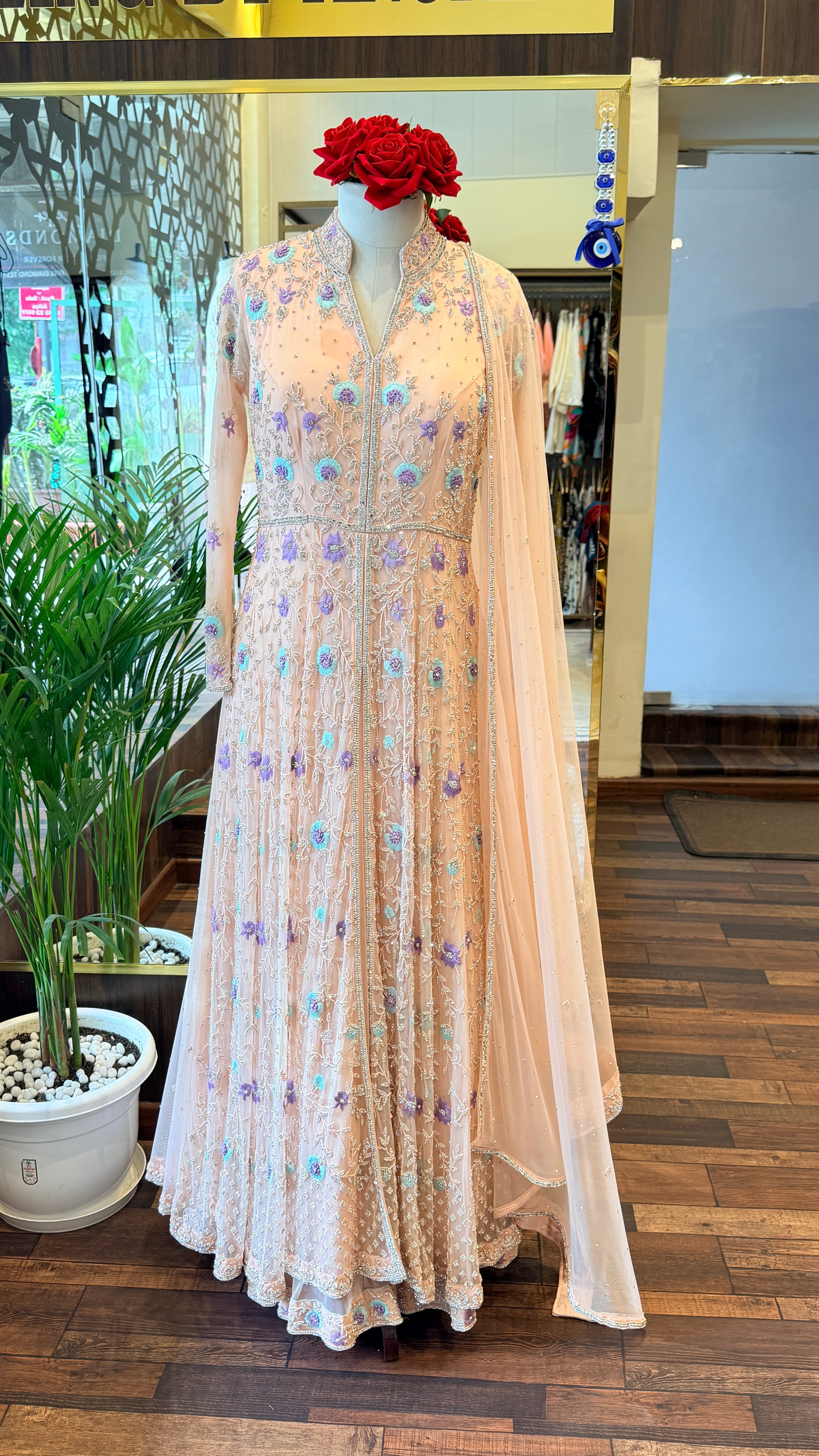 Floral Embroidered Anarkali Set