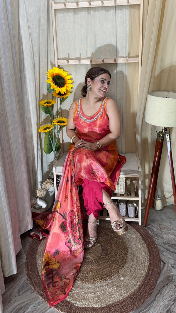 Coral Bloom Floral Printed Suit Set