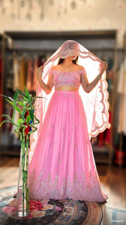 Embroidered Lehenga Set with Dupatta
