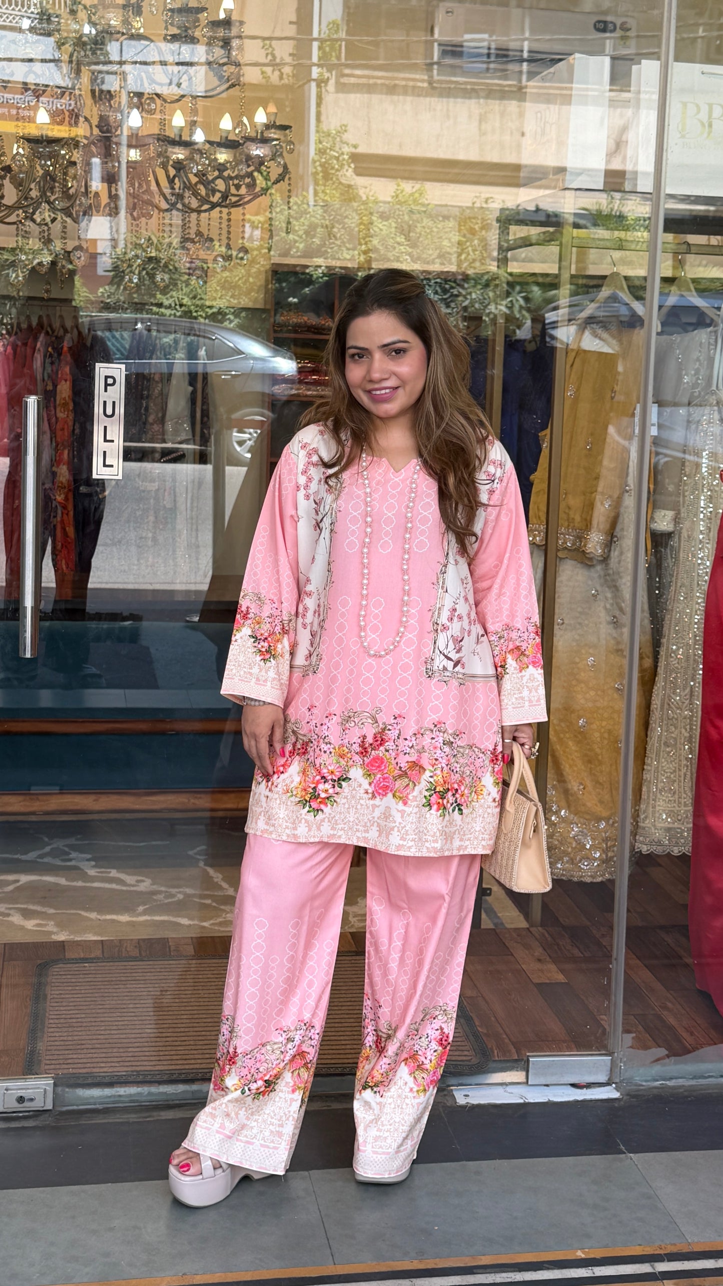 Blush Floral Printed 2-Piece Lawn Co-ord Set – Relaxed Fit