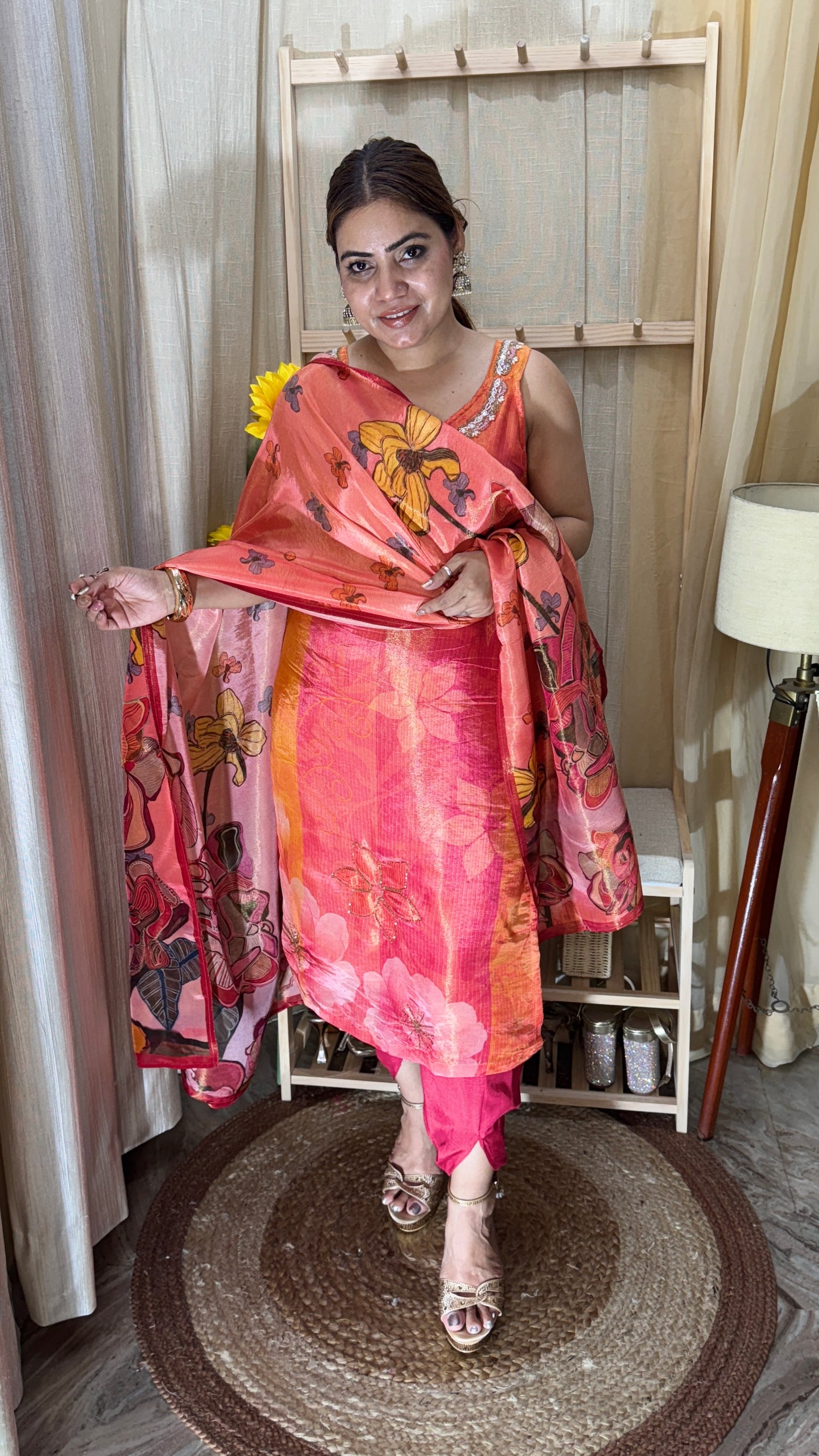 Coral Bloom Floral Printed Suit Set