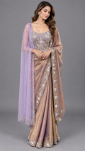 Mauve-Gold Shimmer Saree Set