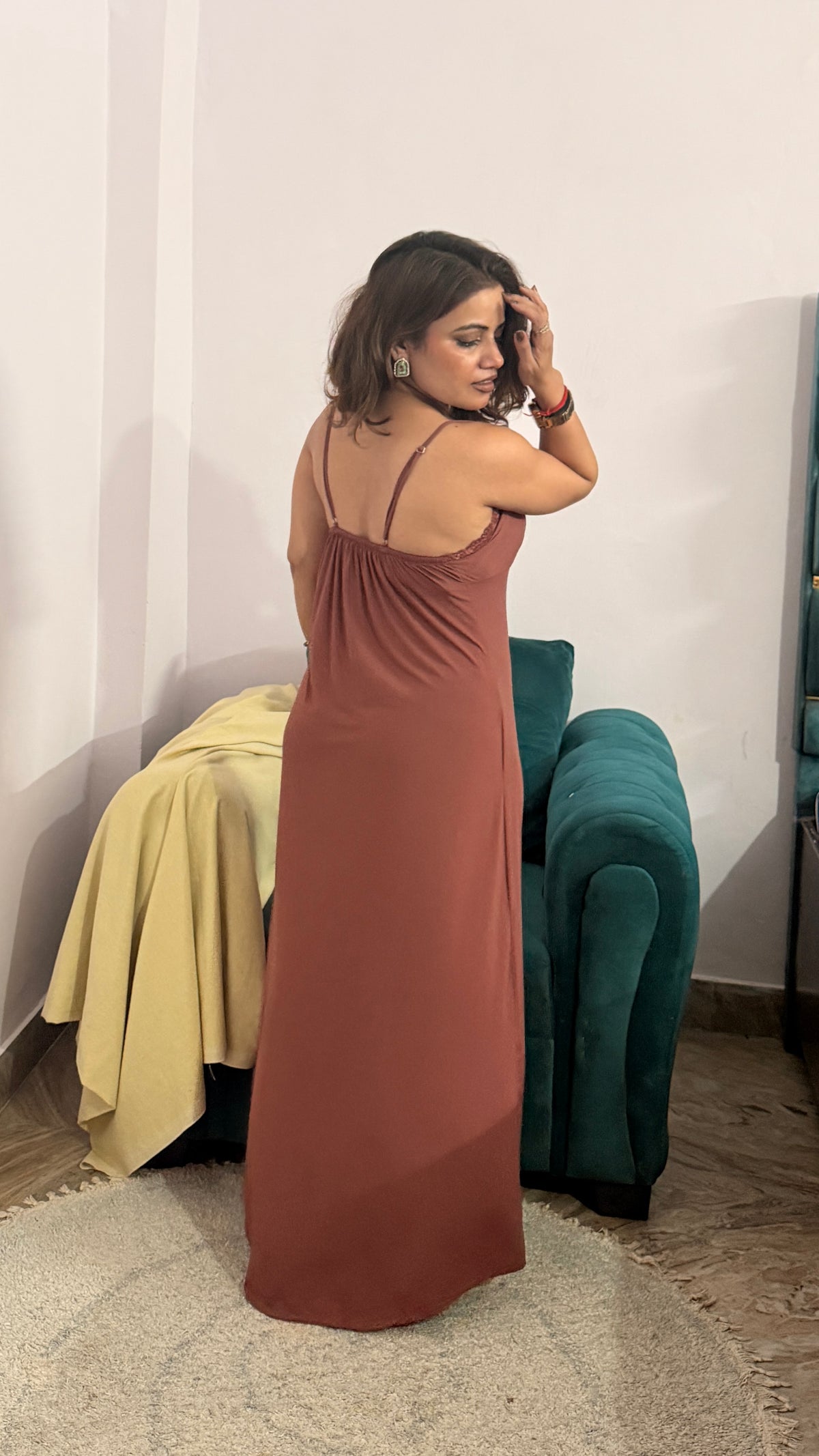 Mulberry lycra Night Gown 2pc Set