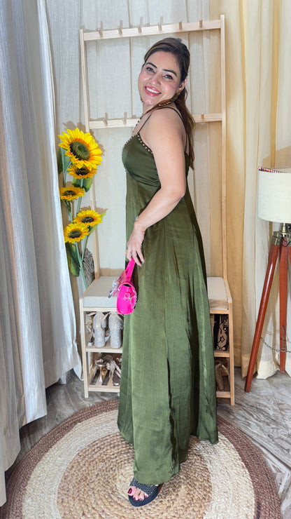 Elegant Satin One-Piece Maxi Dress