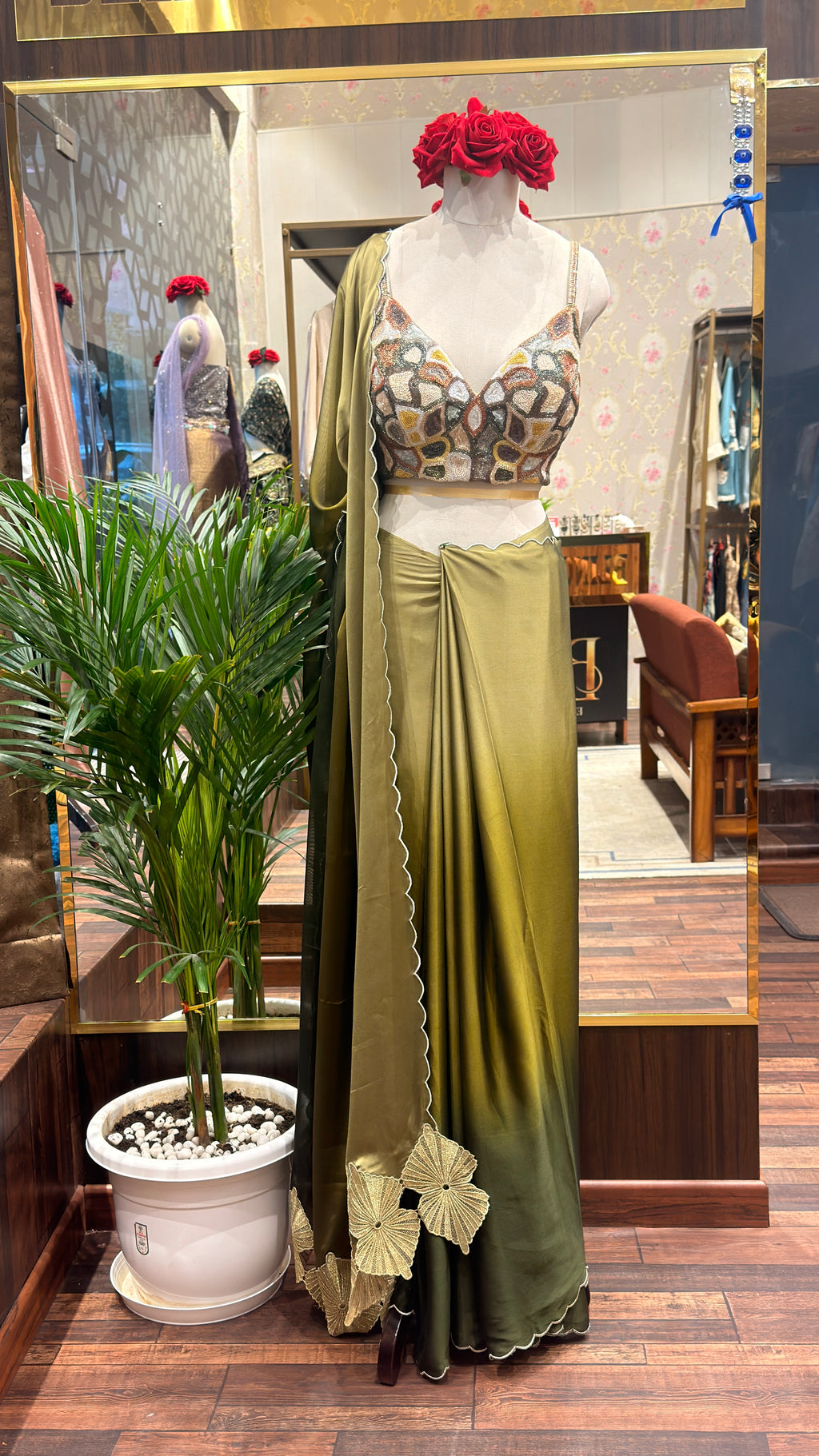 Cutwork Pallu and Embellished Blouse