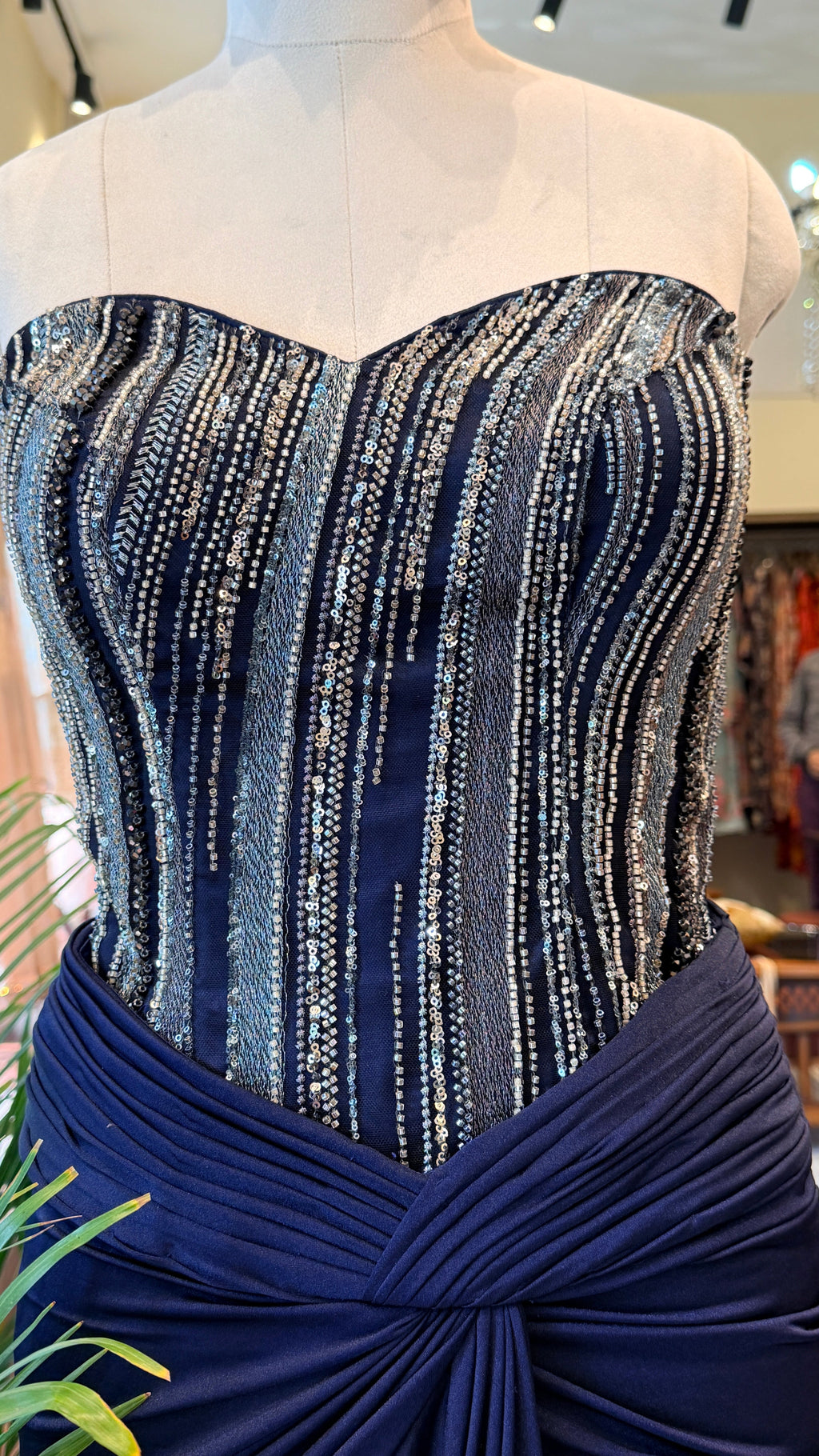 Embellished Corset with Draped Skirt Set