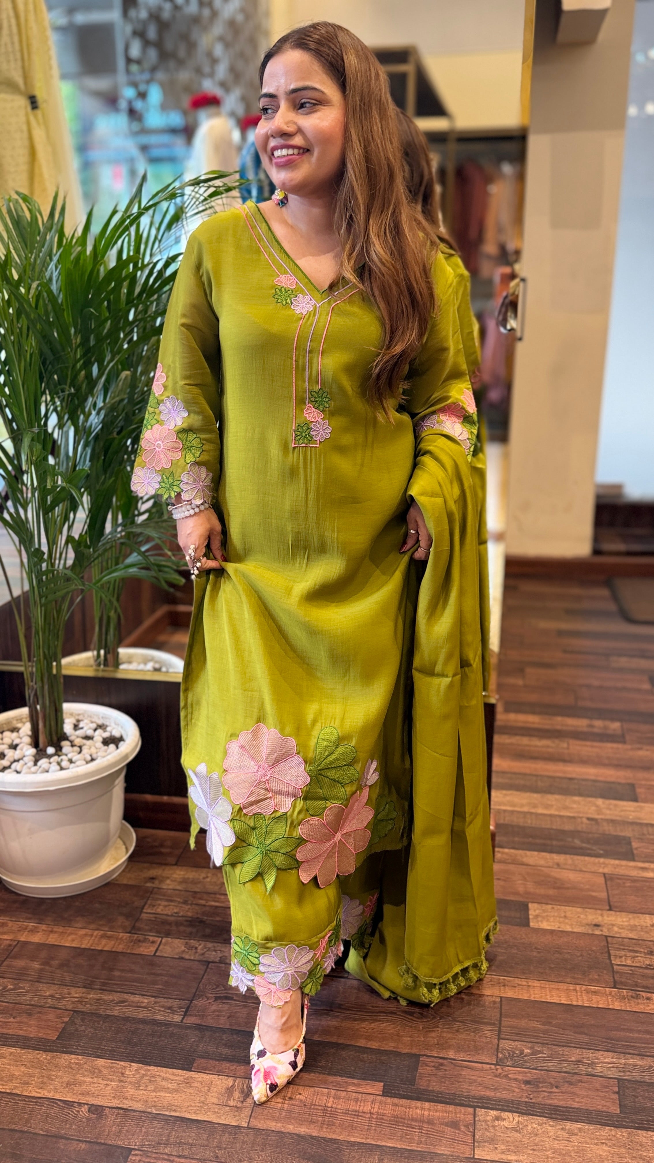 Floral Embroidered Suit Set