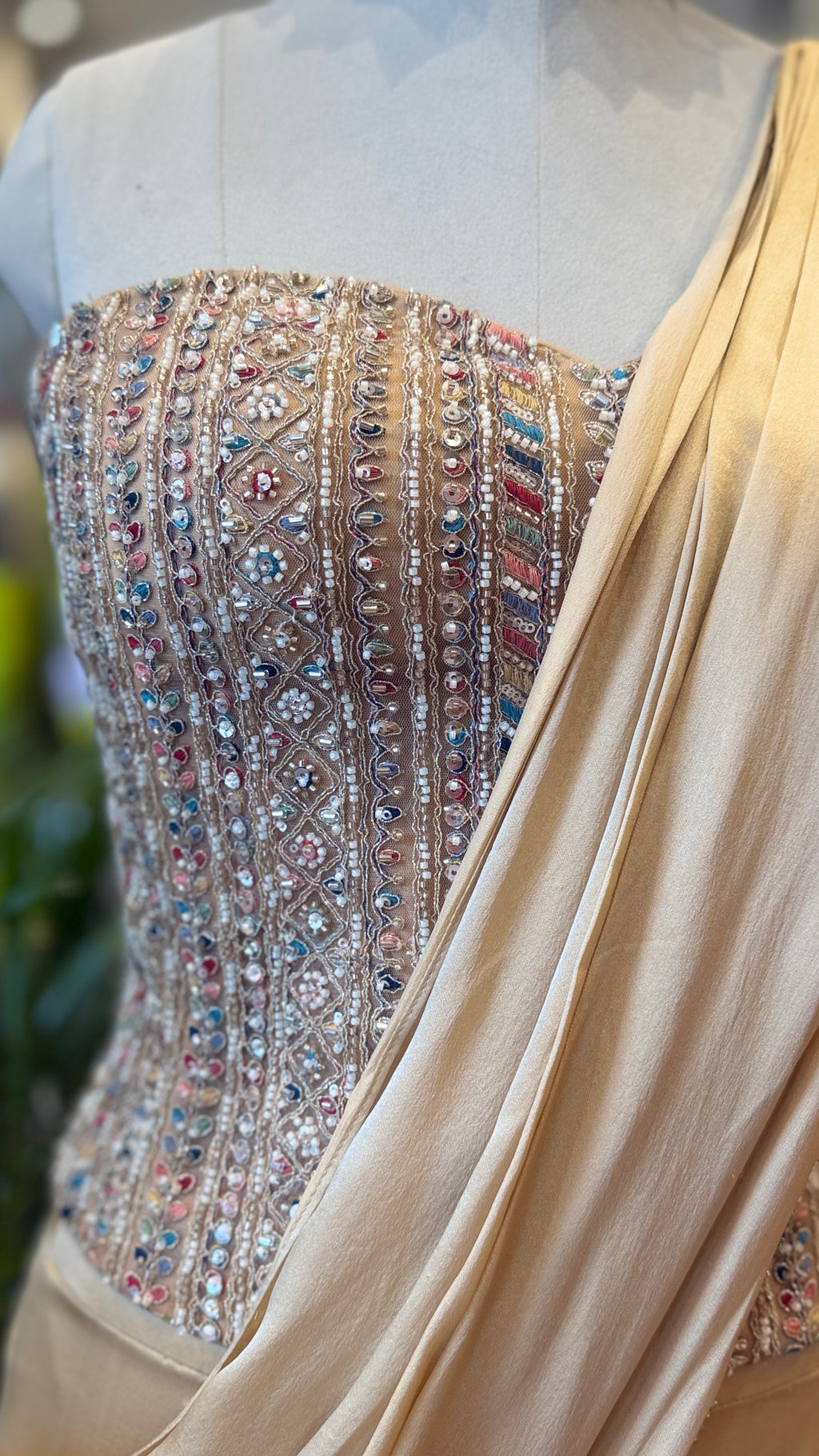 Draped Saree with Embellished Corset
