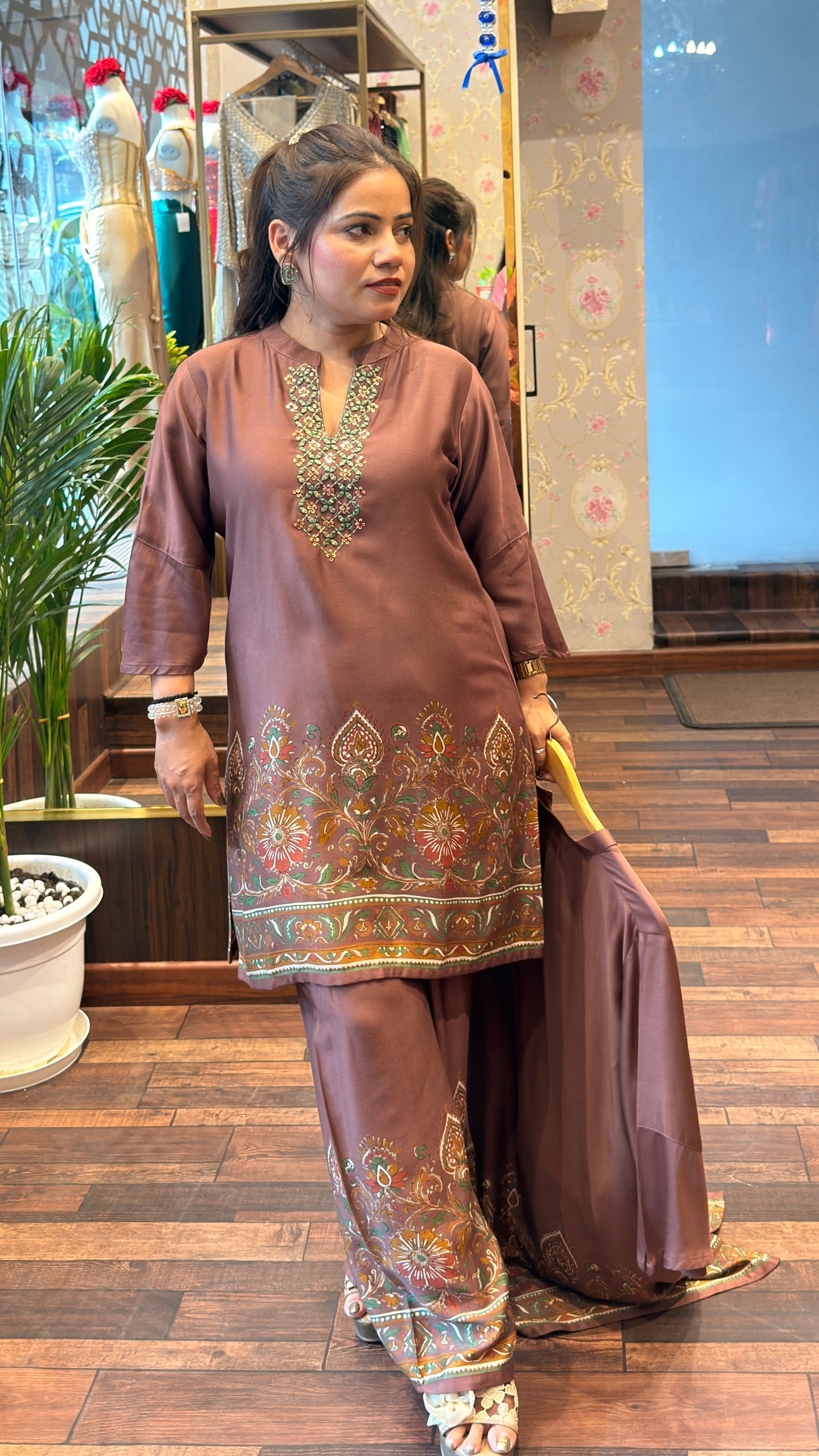 Co-ord Set with Embroidered Neckline