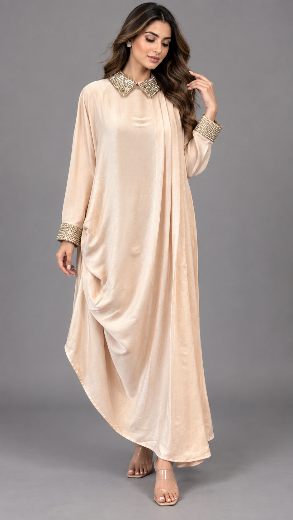 Ivory Satin Drape Dress with