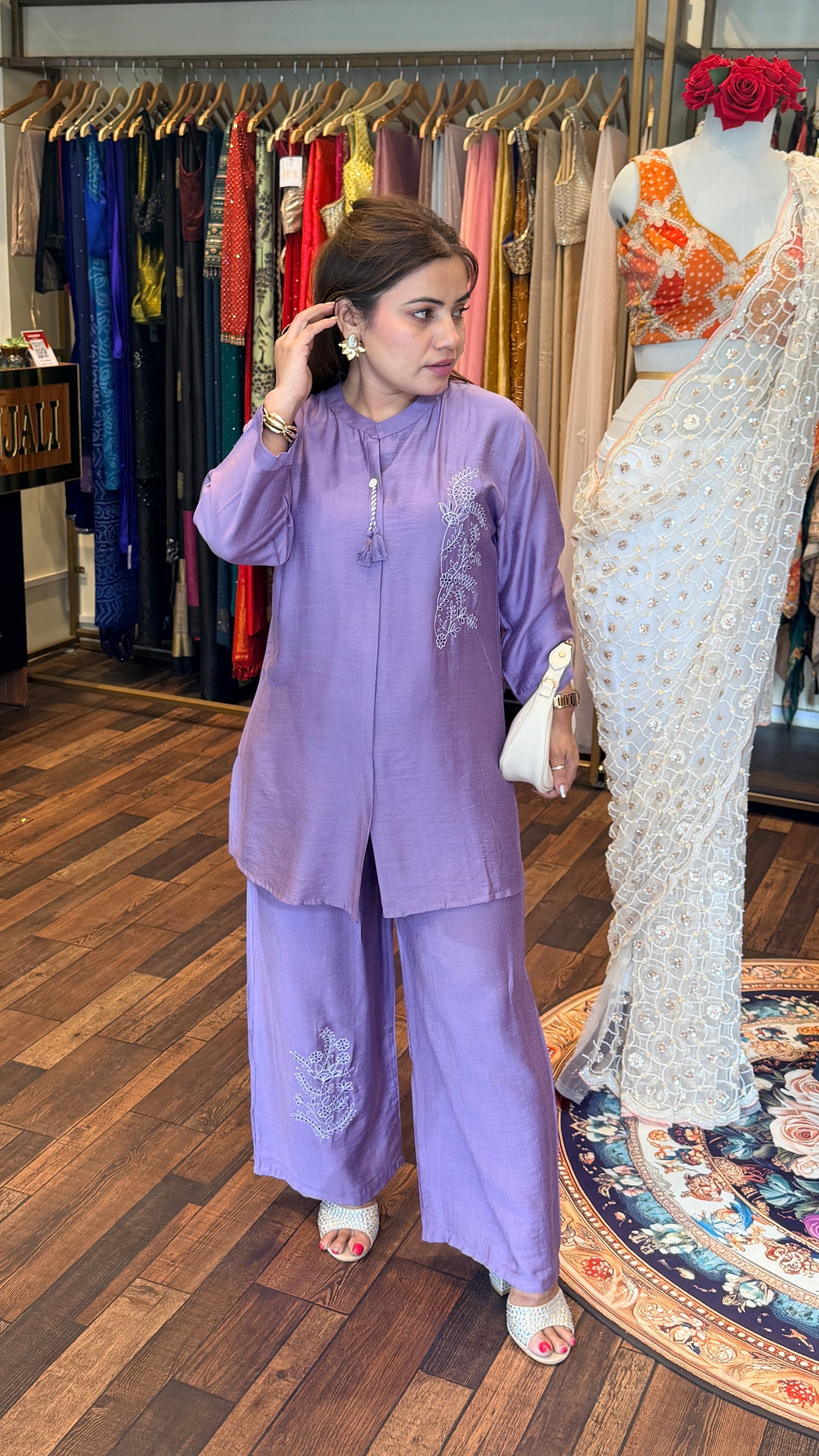 Lavender Embroidered Co-Ord Set | Soft Luxe Edit