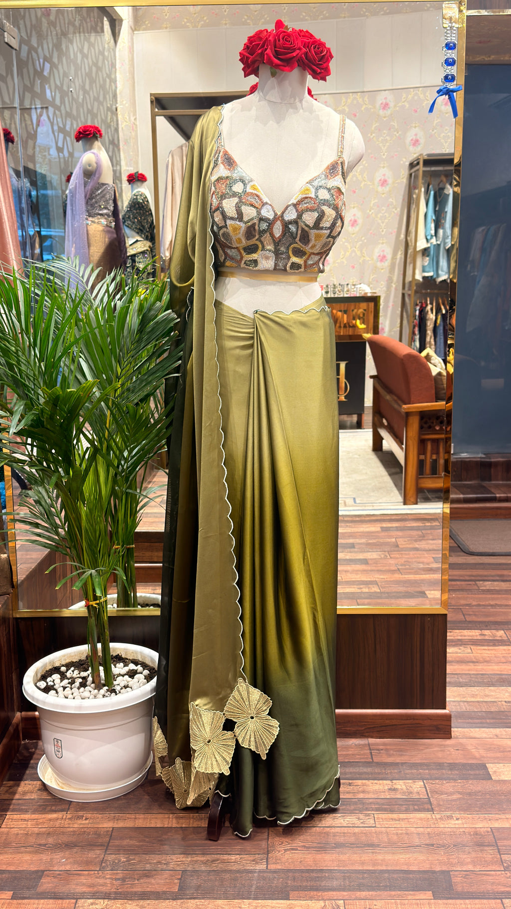 Cutwork Pallu and Embellished Blouse