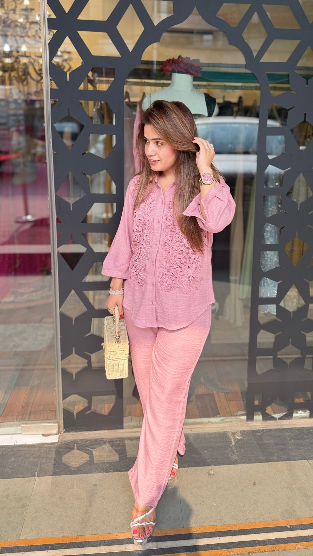 Embroidered Shirt Co-Ord Set