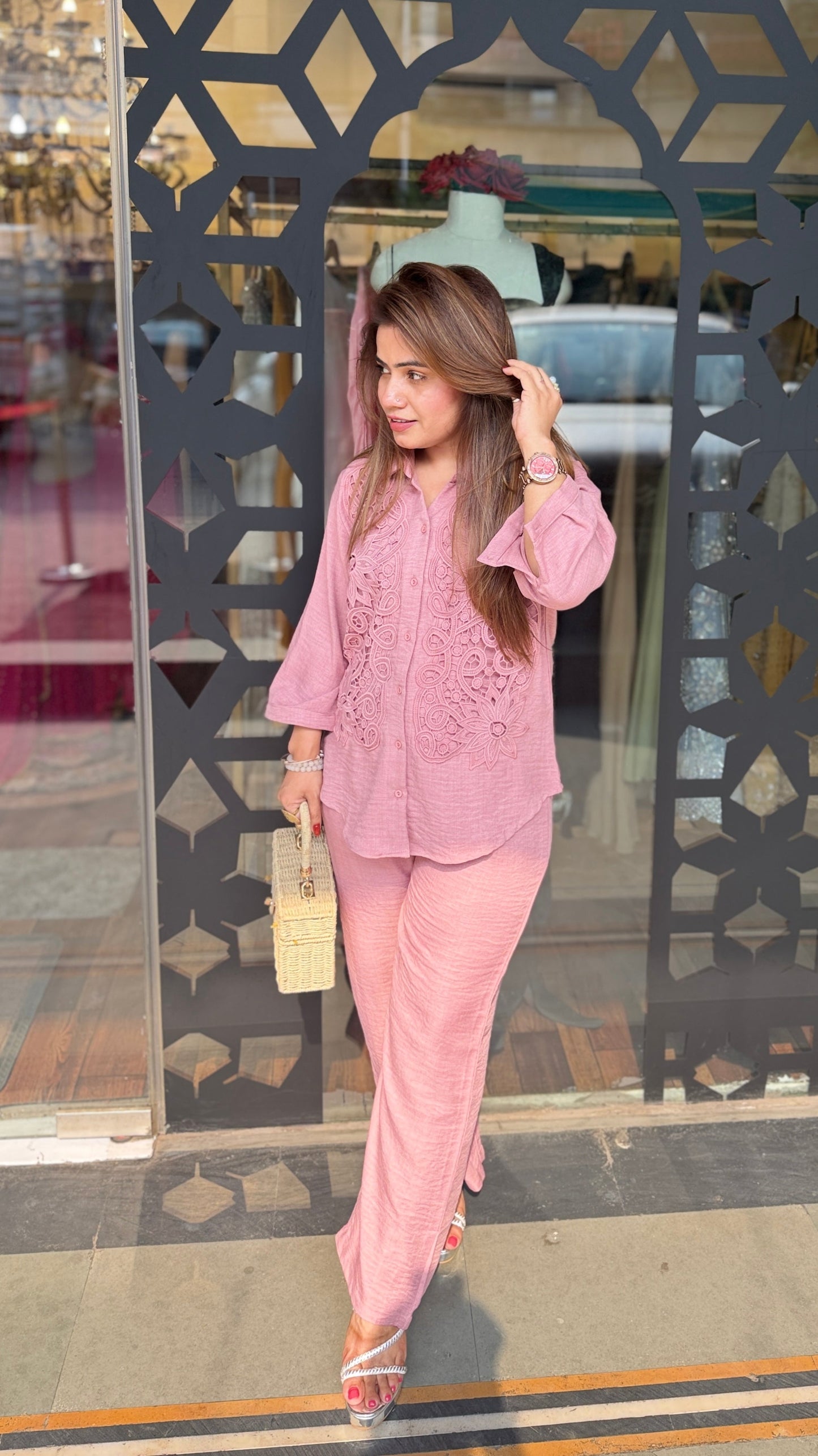 Embroidered Shirt Co-Ord Set | Neutral, Blush & Mustard Edit