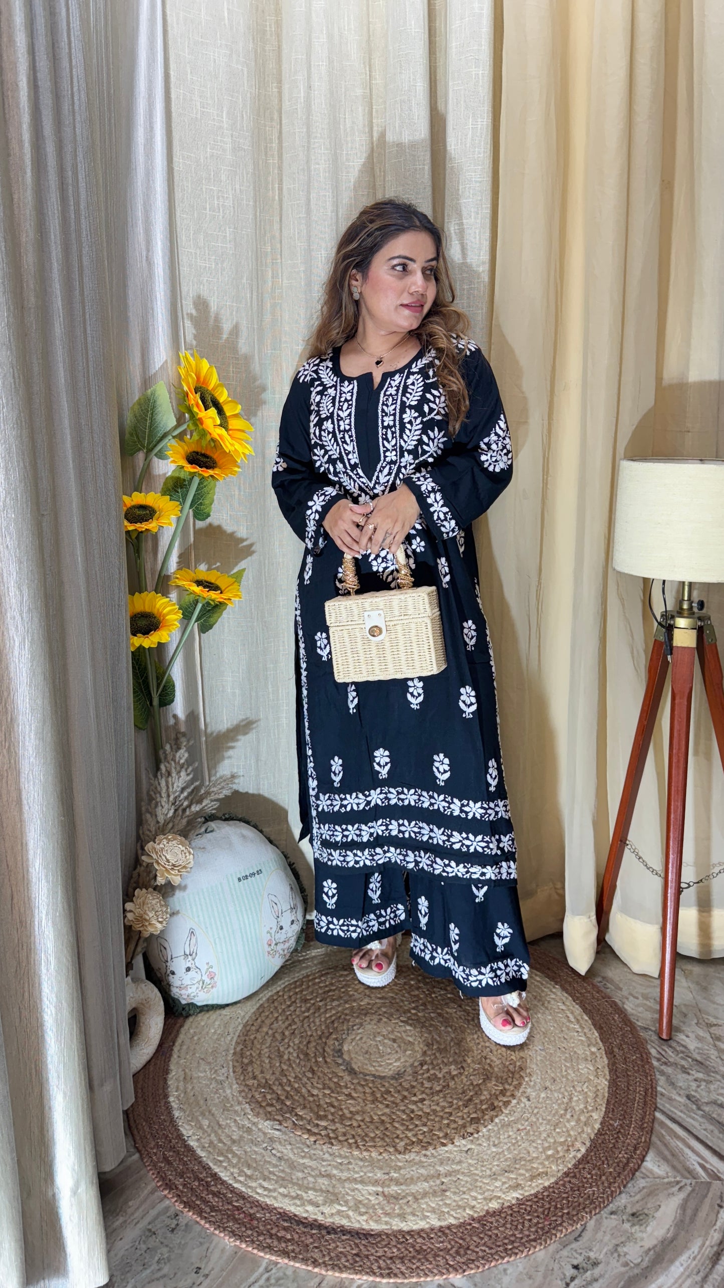Cotton kurta set with chikankari