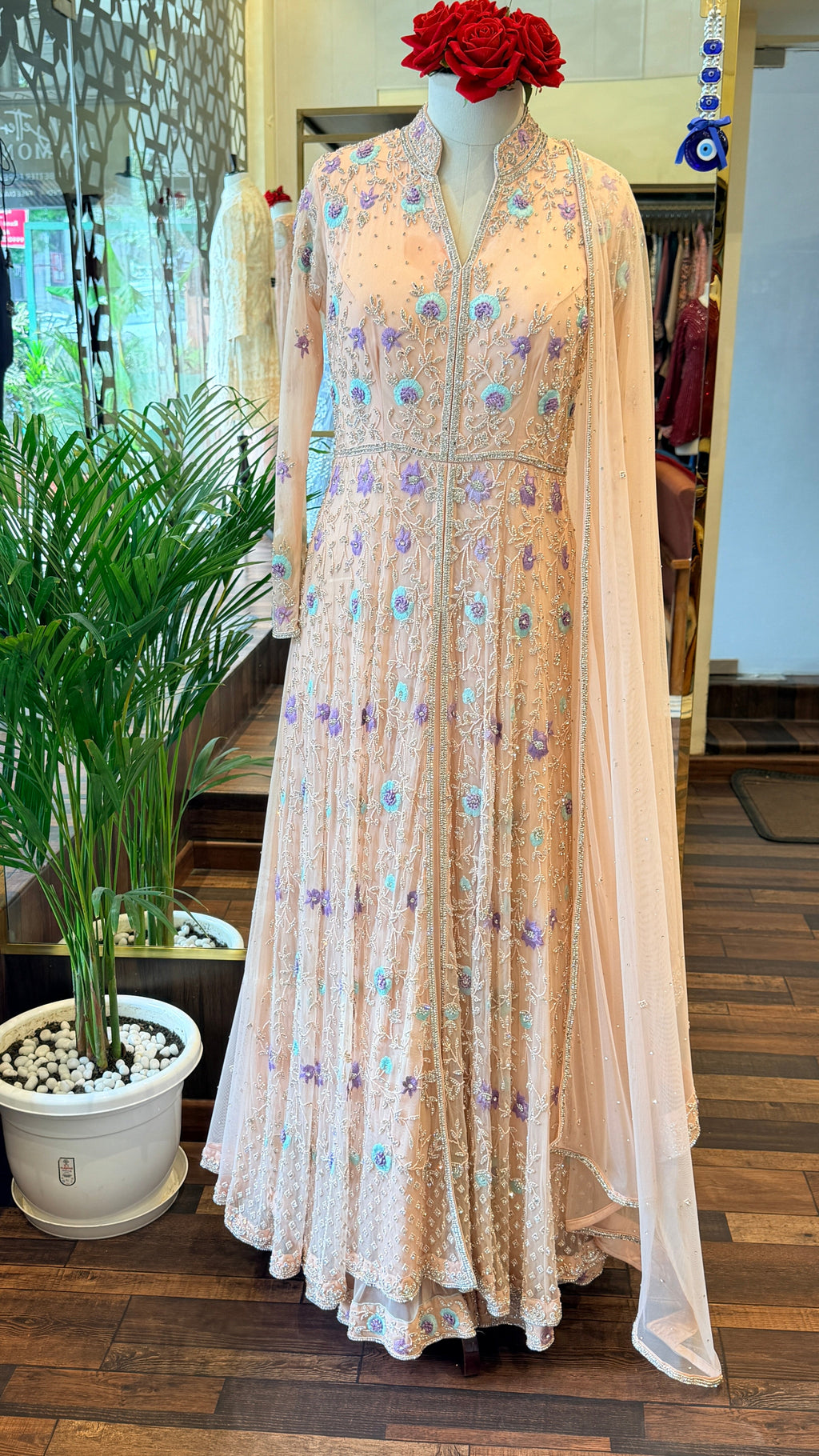 Floral Embroidered Anarkali Set