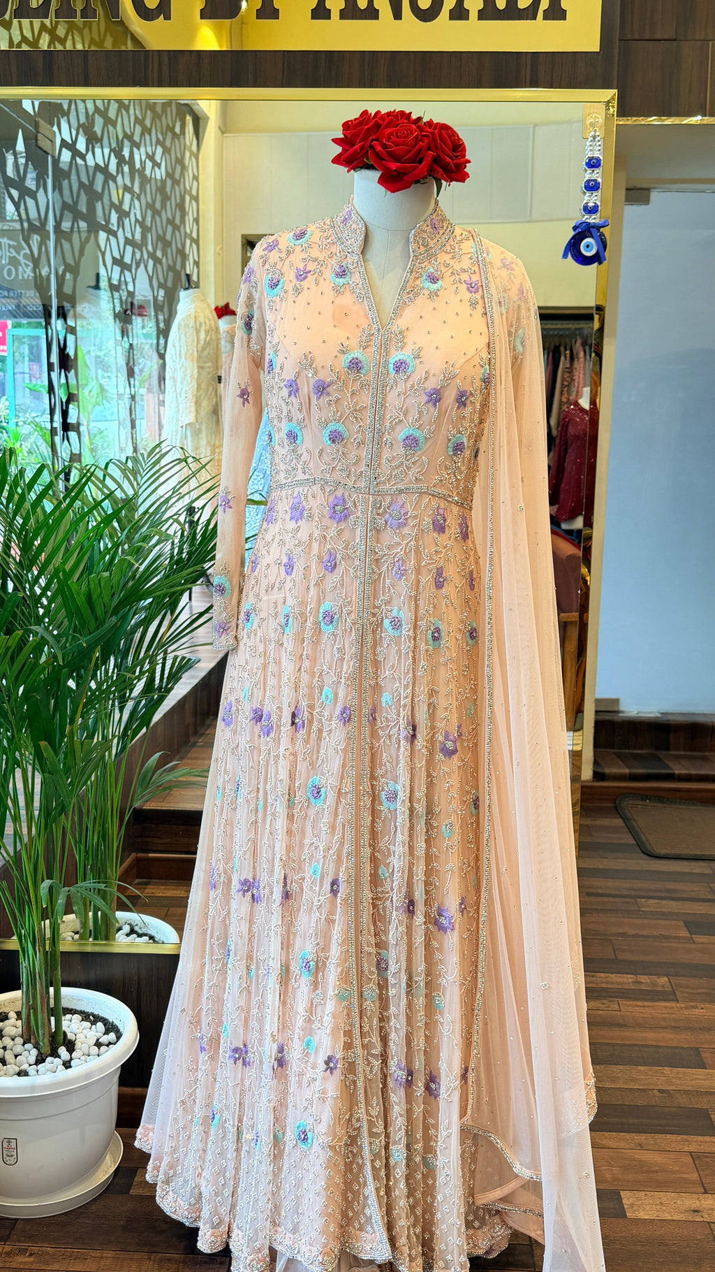 Floral Embroidered Anarkali Set
