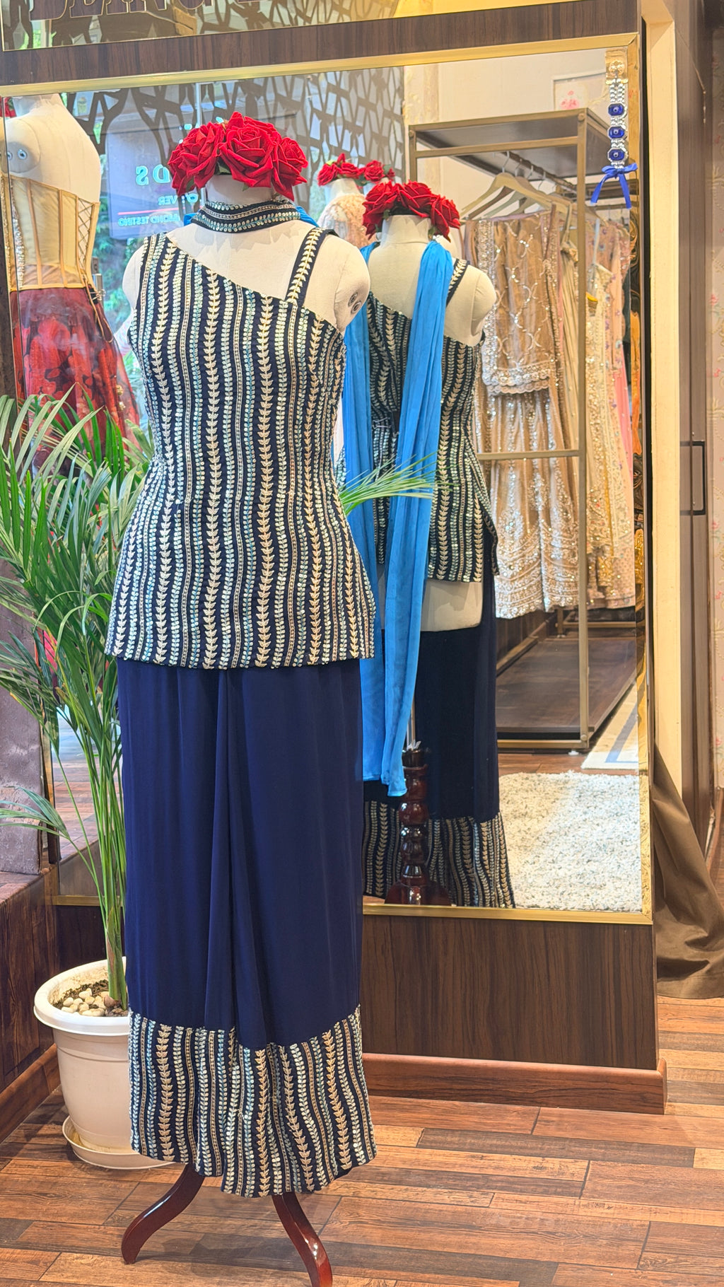 Embroidered Palazzo Set