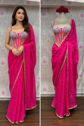 Saree with Hand Embroidered Corset