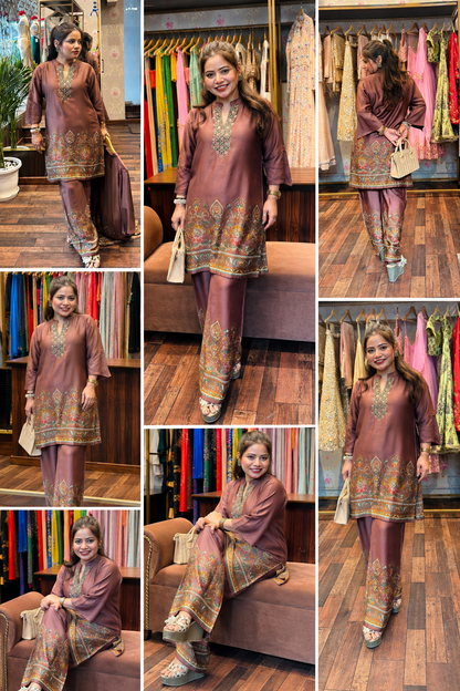 Co-ord Set with Embroidered Neckline