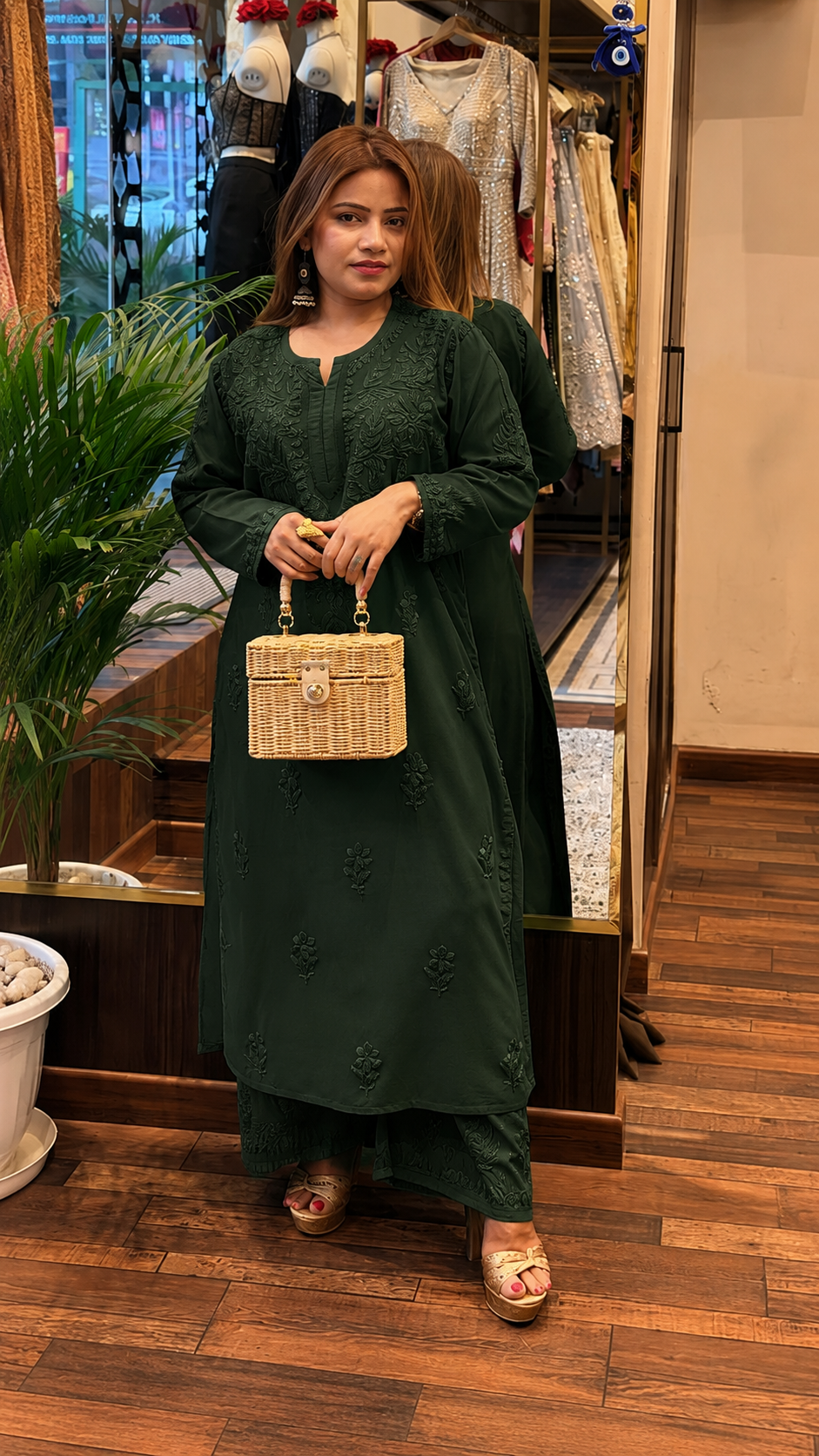 4 Beautiful  colours Embroidered Kurta Set | Mint,Mocha Dark Red & Emerald Green Edit