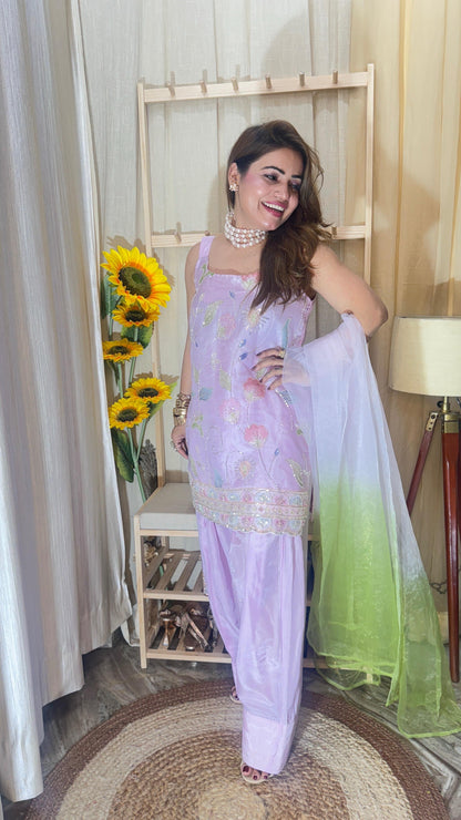 Elegant Embroidered Farsi Suit with Dupatta